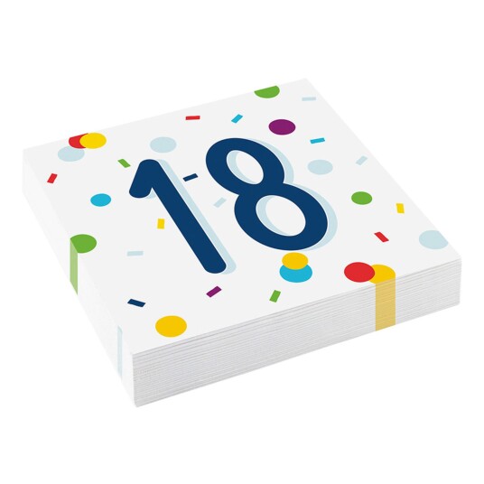 Servietter Confetti Birthday 18 20 pakning