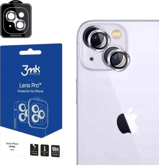 3Mk Lensbeskyttelse Pro til iPhone 14 Plus - Lilla 9H Hybrid Glass
