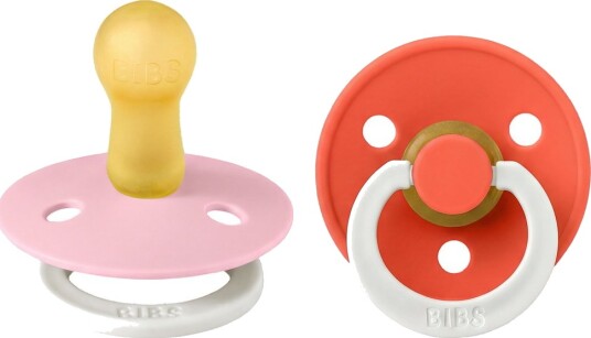 BIBS Colour Lysende smokker Str. 2 Rund 2-pack Baby Pink BIBS 6-18 md Smokk Rosa Rød 62-86