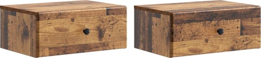 Vegghengt Nattbord 2 pcs Gammelt tre 49 x 34,5 x 20 cm