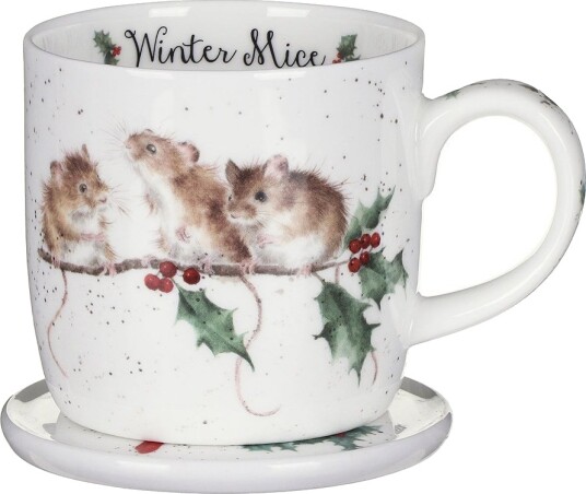Wrendale Design  Kopp & underlag winter mice