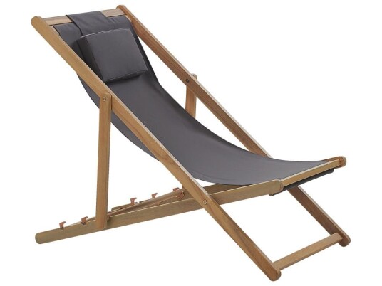 Solstol Grå Akasietre Stoff Sammenleggbar Med nakkepute Hage Utendørs Moderne Boho Solstol Grå Akasietre Stoff Sammenleggbar Med nakkepute Hage Utendørs Moderne Boho