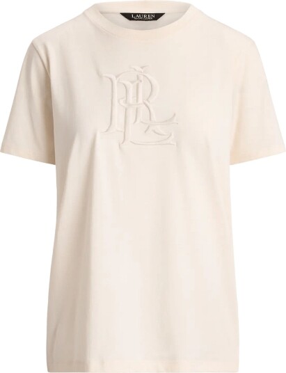 Lauren Ralph Lauren Embroidered Logo Cotton Jersey Tee MASCARPONE CREAM L