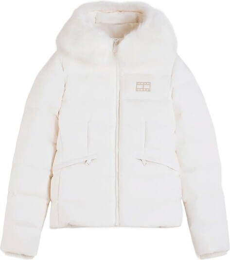 Tommy Jeans Tjw Slim Hood Puffer Down Ext Cream L