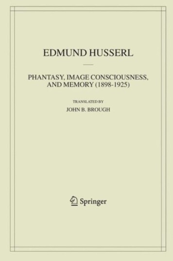 Phantasy Image Consciousness and Memory 1898 1925