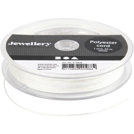 Diverse Polyester-snor tykkelse 1 mm hvit 50 m 1 rl