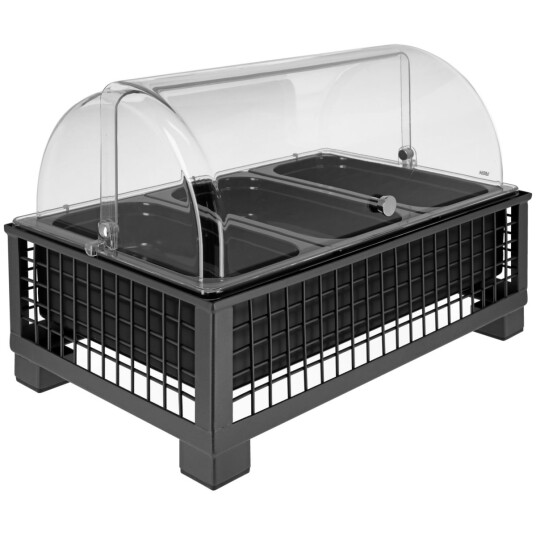 VEGA Buffetsystem komplett Portland 6,5 cm melamin svart 3 x GN 1/3; Størrelse GN 1/1, 55.4x35.2x33.7 cm (LxBxH); Antrasitt/Transparent/Hvit; Rektangulær