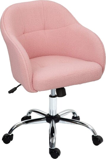 Ergonomisk kontorstol – Rosa teddyfleece justerbar høyde