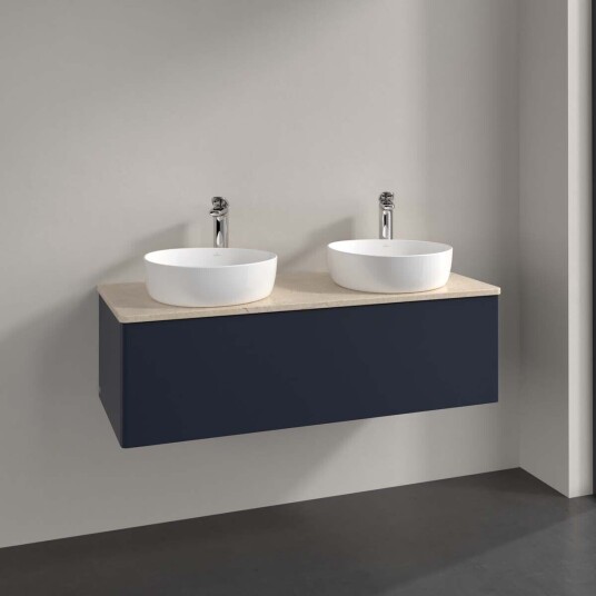 Villeroy & Boch Antao Servantskap med 1 skuff 120x50x36 cm u/lys Blå Matt/Crème Villeroy & Boch Antao Servantskap med 1 skuff 120x50x36 cm u/lys Blå Matt/Crème