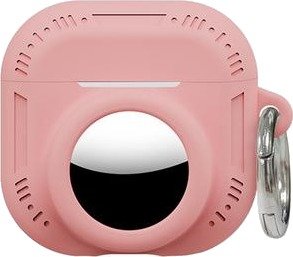 AirPods 5/4/AirTag 2-i-1-silikonetui med karabinkrok – rosa
