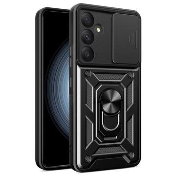 Samsung Galaxy A55 Hybrid-deksel med Roterende Ring med Kameraskjold Svart