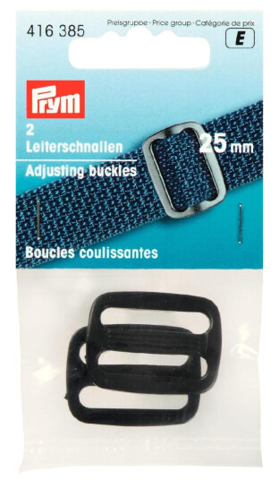 Reguleringsspenner 2  stk 25  mm svart plastik