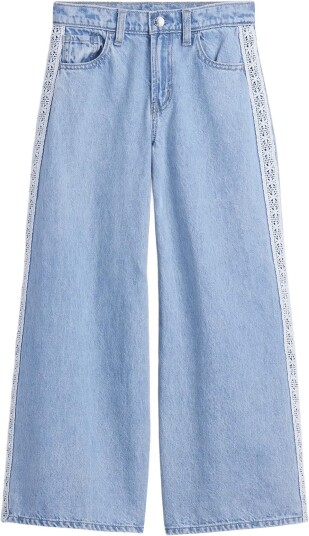 GAP Kids Low Rise Lace Trim Baggy Jeans LIGHT WASH 140/146