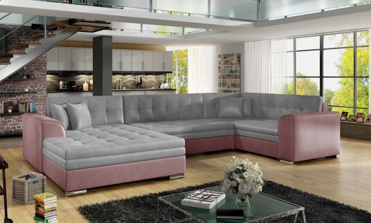 Rineta Sovesofa med Dobbeldivan Grå/Rosa