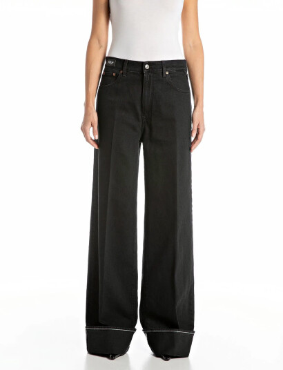 Replay Nalaja Trousers Wide Leg - Black - 28 x 30 Replay Nalaja Trousers Wide Leg - Black - 28 x 30
