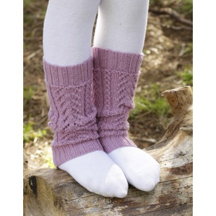 Raspberry Cream by DROPS Design Leggvarmere Strikkeoppskrift 24 cm