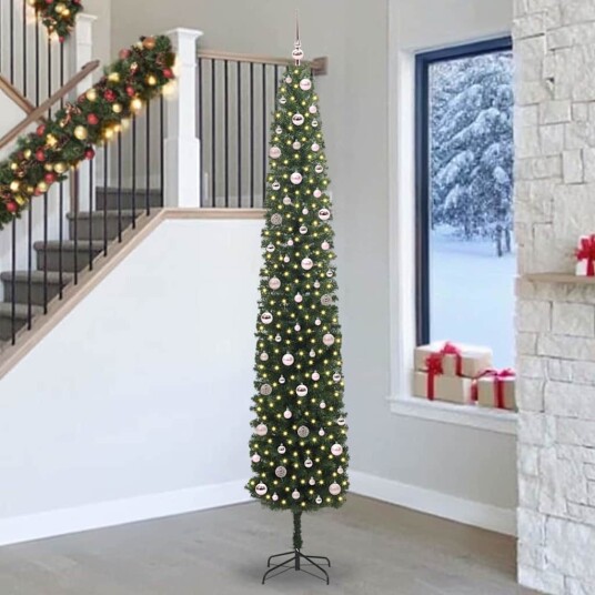  Kunstig juletre med 300 LED grønn 270 cm PVC og stål og plast