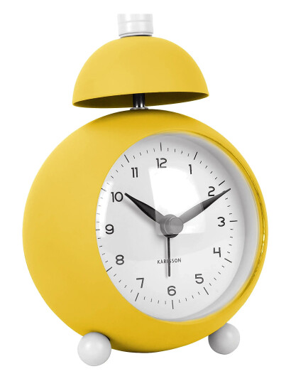 Karlsson Alarm Clock Chaplin Metal Matt Bright Yellow Yellow H:12.7cm