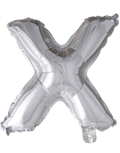 Bokstaven X   Sølvfarget JUMBO Folieballong 102 cm