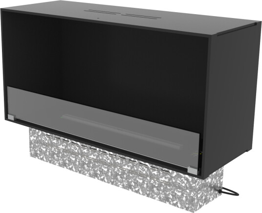 Decoflame Montreal 800 biopeisinnsats med Denver F3 brenner og et glass  rett vegg