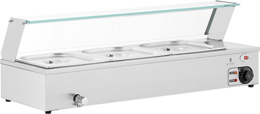 Royal Catering Bain marie - 2,000 W - 3 GN 1/2 - Trykk - Glassbeskyttelse 10012621