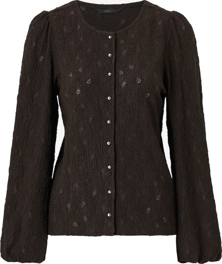Ellos Collection Jerseybluse med puffermer Brun
