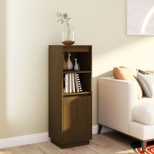 vidaXL Highboard honningbrun 37x34x110 cm heltre furu