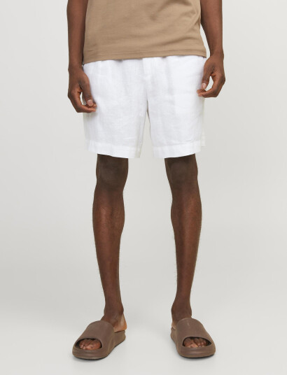 Jack & Jones Jpstbill Lawrence Linen Shorts Mid Sn - White - M