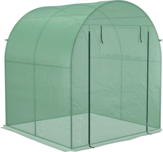 Drivhus 180 x 180 x 200 cm filmdrivhus med rulledør UV beskyttelse drivhus tomathus med sidevindu PE gitterfilm vintertett