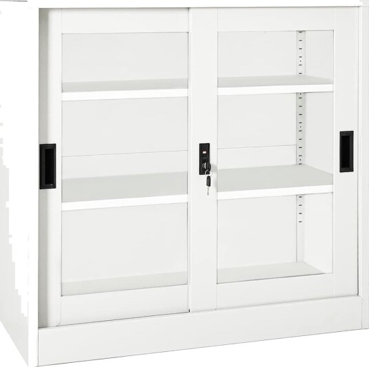 vidaXL Skap med skyvedør 90x40x90 cm stål hvit