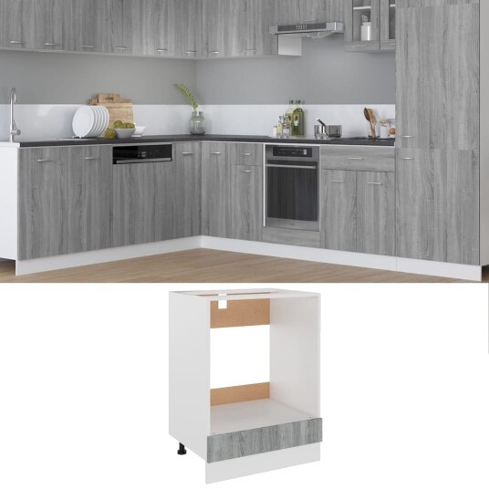 vidaXL Ovnskap gr? sonoma 60x46x81,5 cm konstruert tre