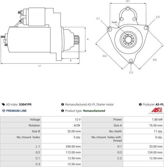 AS-PL S3041PR Starter