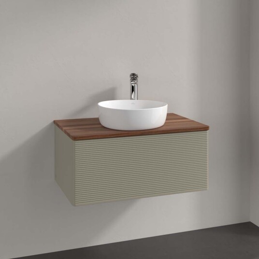 Villeroy & Boch Antao Servantskap med 1 skuff 80x50x36 cm m/lys Steingrå/Valnøtt