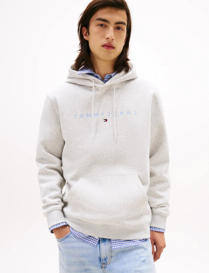 Tommy Jeans Tjm Reg Linear Logo Hoodie Ext - Grey - S Tommy Jeans Tjm Reg Linear Logo Hoodie Ext - Grey - S