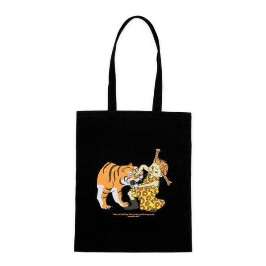 Nordicbuddies Pippi handlenett 385x42 cm Pippi tiger svart