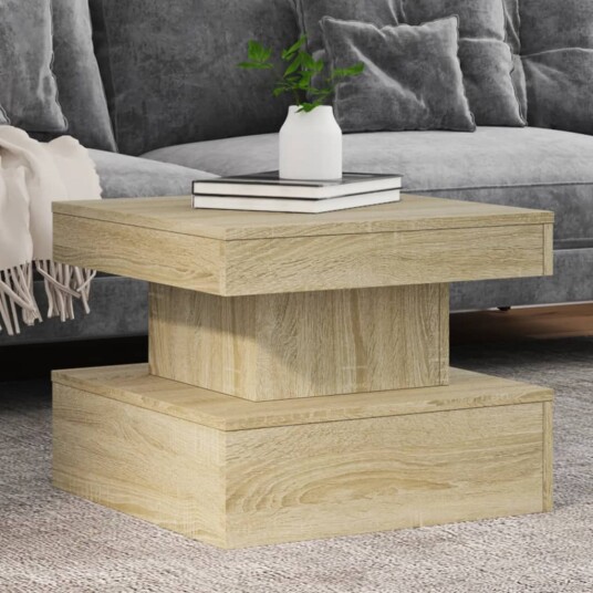 Salongbord med LED-lys sonoma eik 50x50x40 cm 8721012466111