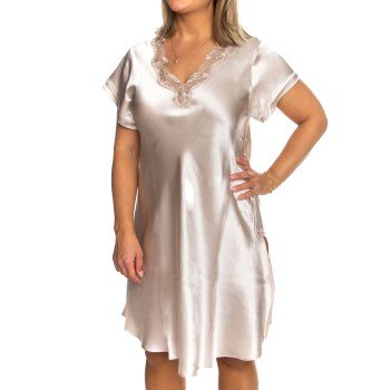 Lady Avenue Pure Silk Nightgown With Lace Champagne silke X-Small Dame Lady Avenue Pure Silk Nightgown With Lace Champagne silke X-Small Dame