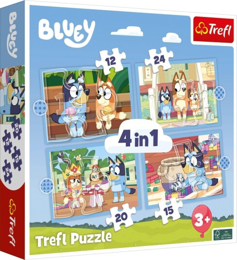 Trefl 4 i 1 Puslespill   12/15/20/24 brikker   Bluey