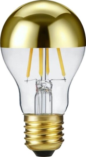 Spl E27 4W dimbar LED kronepære   Topforspeilet gull A55 2500K   Dimbar : Dimbar Kulør : Ekstra varm