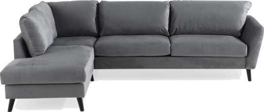 Trend 4 seters Venstrevendt L formet Sjeselongsofa i Fløyel Lys grå