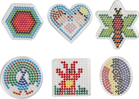 Diverse Perleplate oval hjerte hexagon sirkel firkant stjerne str 7x7,5 10,5x9,5 cm medium 6 stk 1 pk