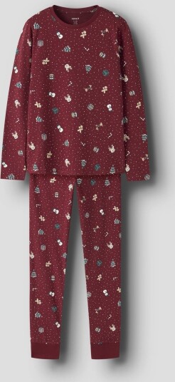 Name It Vismas Long Sleeve Nightset Rød 146