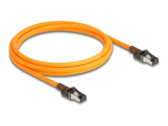 Delock Koblingskabel Rj-45 Hann Til Rj-45 Hann 2 M 6.2 Mm S/Ftp Cat 6A Halogenfri Port Finder Function Usb-C Powered Uten Hindringer Oransje