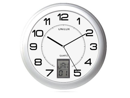 Unilux 100340853 Vegg Kvartsklokke Rund Metallisk Sølv Akrylonitril Butadien Styren Abs Glass Unilux 100340853 Vegg Kvartsklokke Rund Metallisk Sølv Akrylonitril Butadien Styren Abs Glass