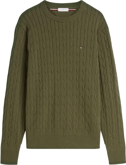 Tommy Hilfiger Classic Cotton Cable Crew Neck Green S