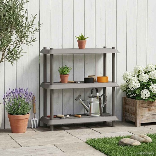vidaXL Hyllesystem 3 nivåer 100 x 40 x 96 cm PP Lysegrå