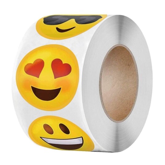 Klistremerker - smileys - 500 stk - rull Klistremerker - smileys - 500 stk - rull
