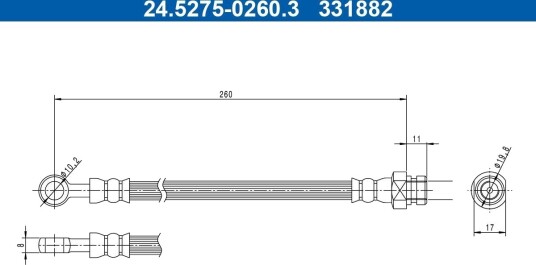 ATE 24.5275 0260.3 Bremseslange ATE 24.5275 0260.3 Bremseslange