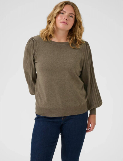 Kaffe Curve Kcloni Knit Pullover - Khaki green - M Kaffe Curve Kcloni Knit Pullover - Khaki green - M
