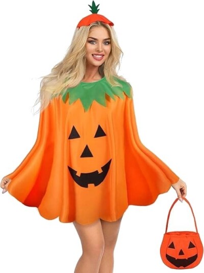 Halloween Gresskarkostymesett til Voksen med Kappe og Tilbehør